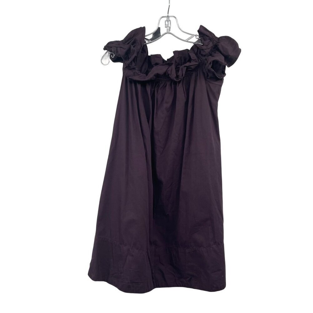 Free People Womens Mini Shift Dress Off Shoulder Ruffle Eggplant Size Medium